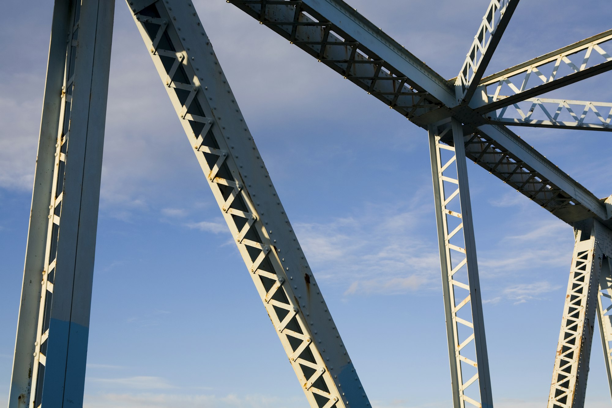 Steelwork on a bridge, silver metal structure,